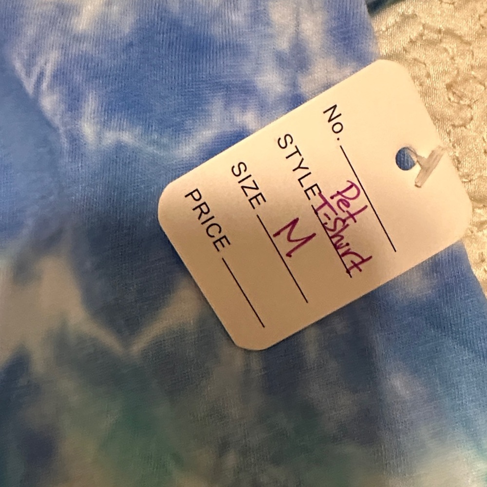 New Blue Tie-Dye Pet T-Shirt with Paw Prints Dog, Cat, Monkey size Medium - Picture 2 of 7
